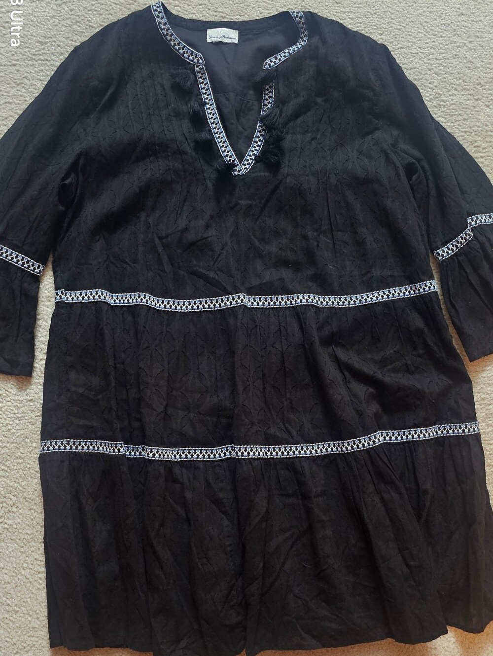 Tommy Bahama Women's Cotton Clip Embroidered Tier Dress featuring bohemian tier - Picture 4 of 13